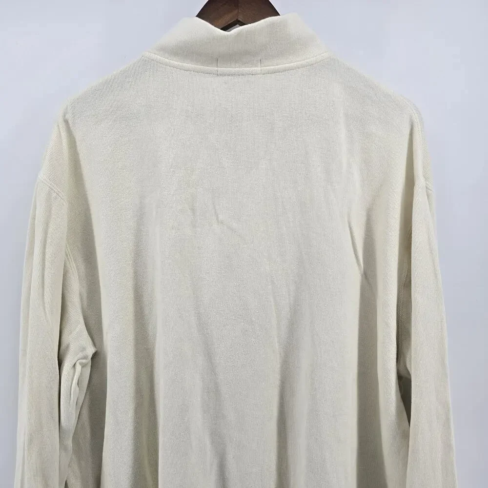 Polo Ralph Lauren Estate-Rib Quarter-Zip Pullover‎ Men's XL Cream Flesh Pony